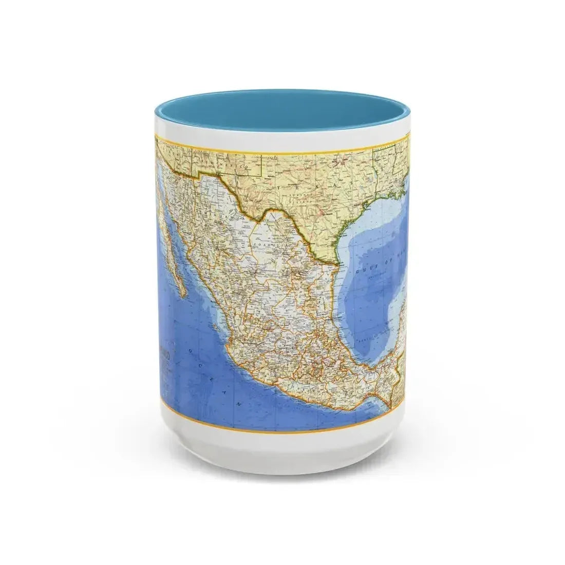 Central America - Mexico (1973) (Map) Accent Coffee Mug 15oz Light Blue - Go Mug Yourself