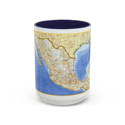 Central America - Mexico (1973) (Map) Accent Coffee Mug 15oz Navy - Go Mug Yourself
