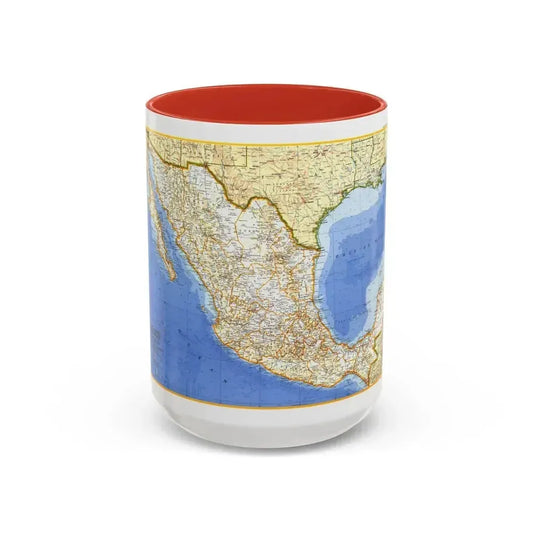 Central America - Mexico (1973) (Map) Accent Coffee Mug 15oz Red - Go Mug Yourself