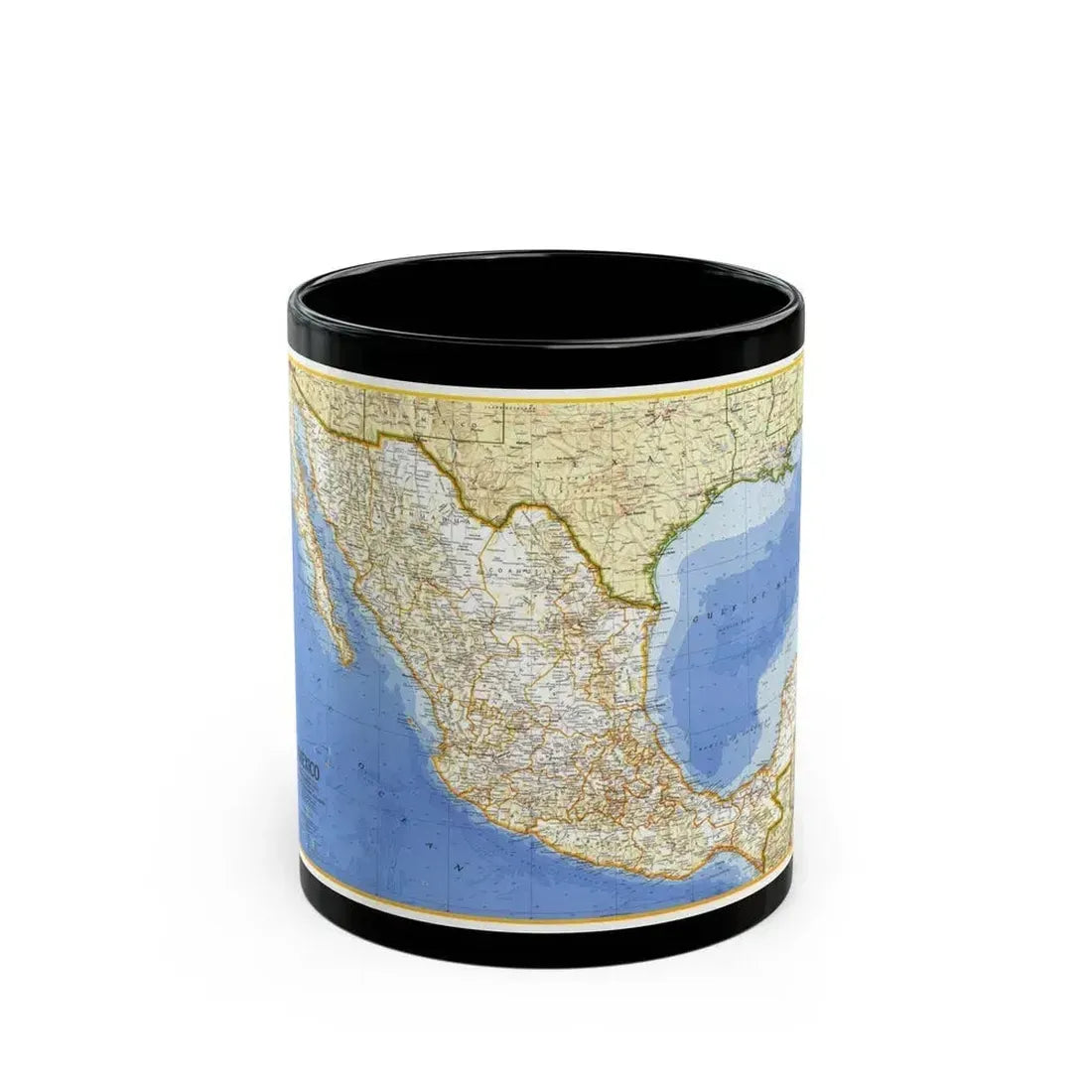 Central America - Mexico (1973) (Map) Black Coffee Mug 11oz - Go Mug Yourself