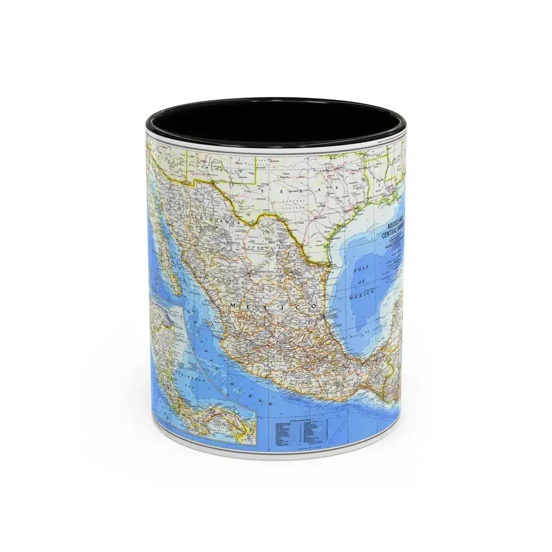 Central America & Mexico (1980) (Map) Accent Coffee Mug 11oz Black - Go Mug Yourself