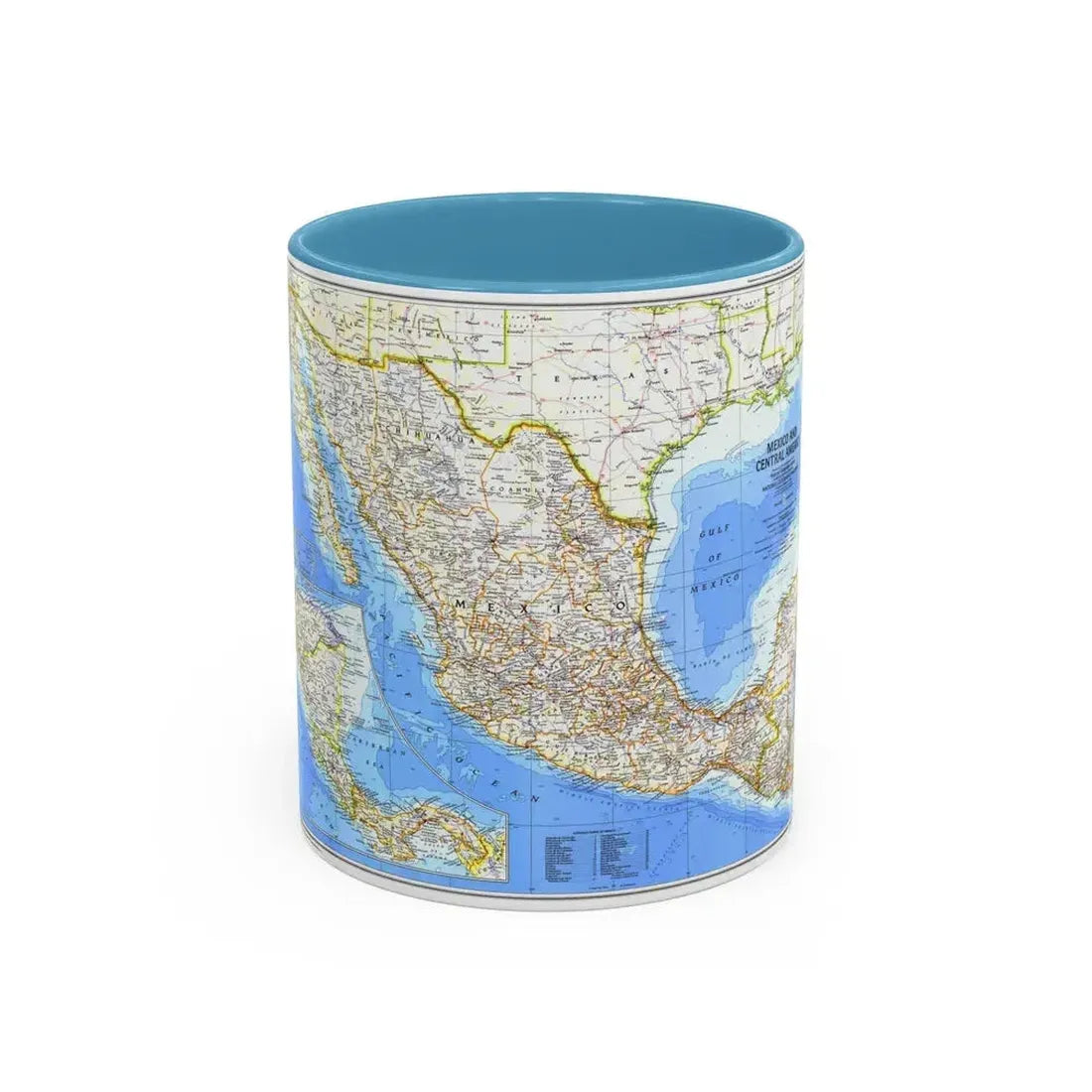 Central America & Mexico (1980) (Map) Accent Coffee Mug 11oz Light Blue - Go Mug Yourself