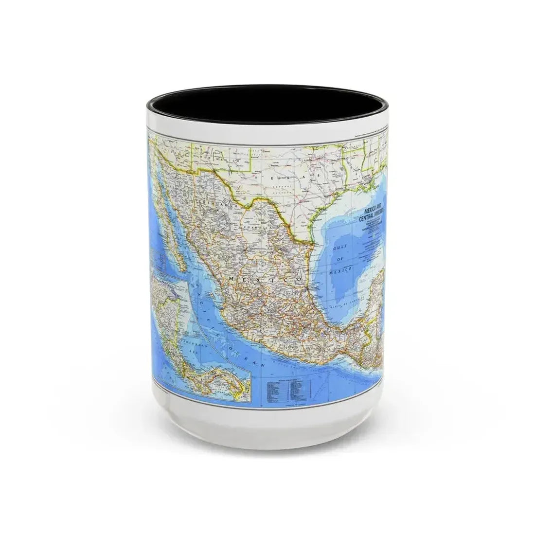 Central America & Mexico (1980) (Map) Accent Coffee Mug 15oz Black - Go Mug Yourself