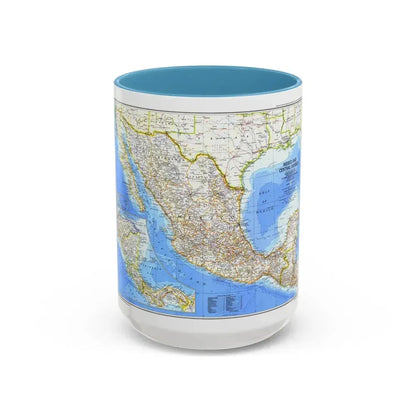 Central America & Mexico (1980) (Map) Accent Coffee Mug 15oz Light Blue - Go Mug Yourself