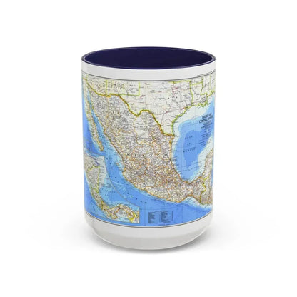 Central America & Mexico (1980) (Map) Accent Coffee Mug 15oz Navy - Go Mug Yourself