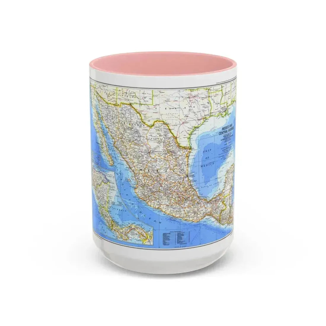 Central America & Mexico (1980) (Map) Accent Coffee Mug 15oz Pink - Go Mug Yourself