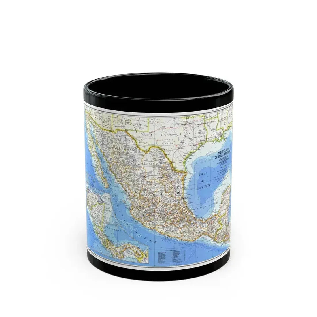 Central America & Mexico (1980) (Map) Black Coffee Mug 11oz - Go Mug Yourself