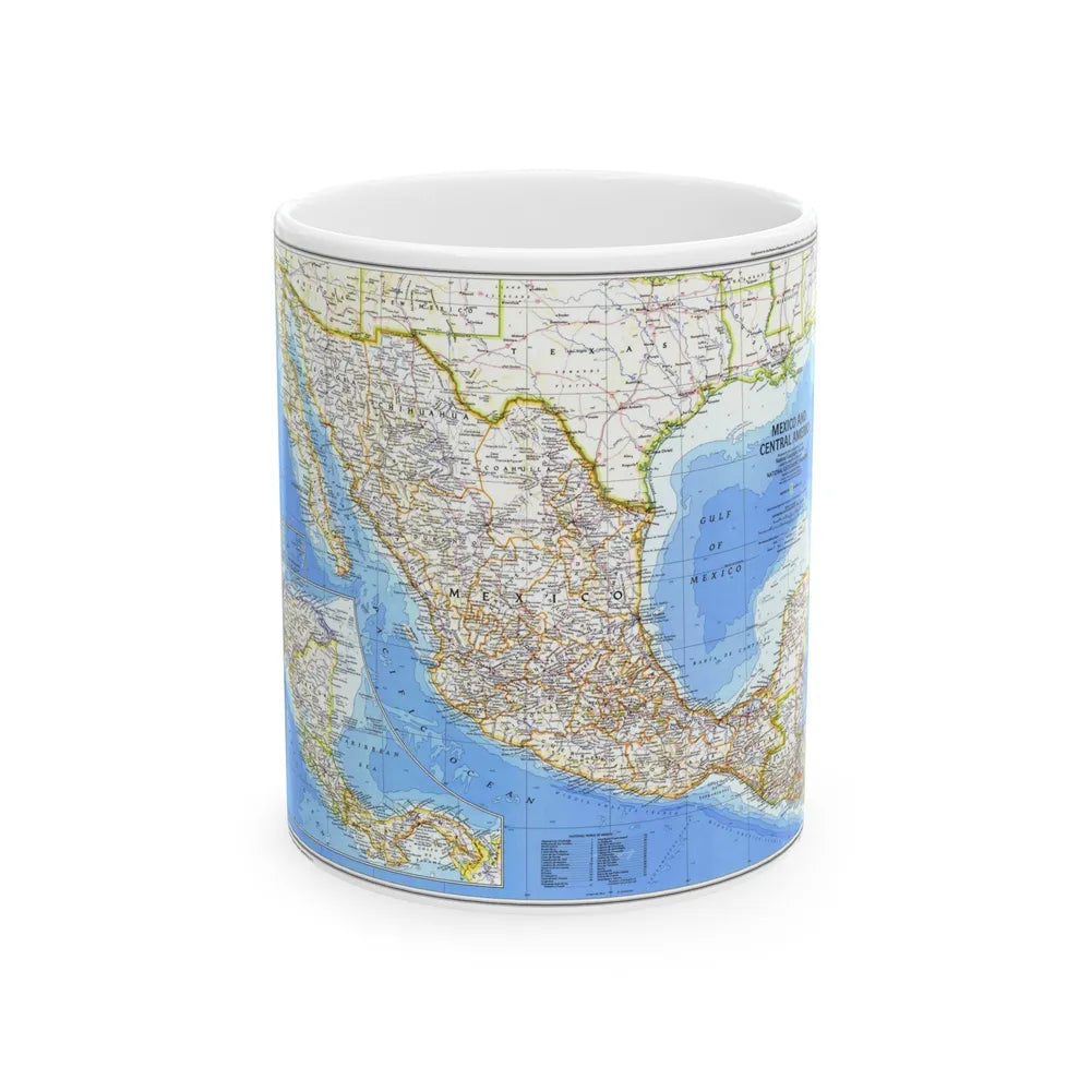 Central America & Mexico (1980) (Map) White Coffee Mug-11oz-Go Mug Yourself