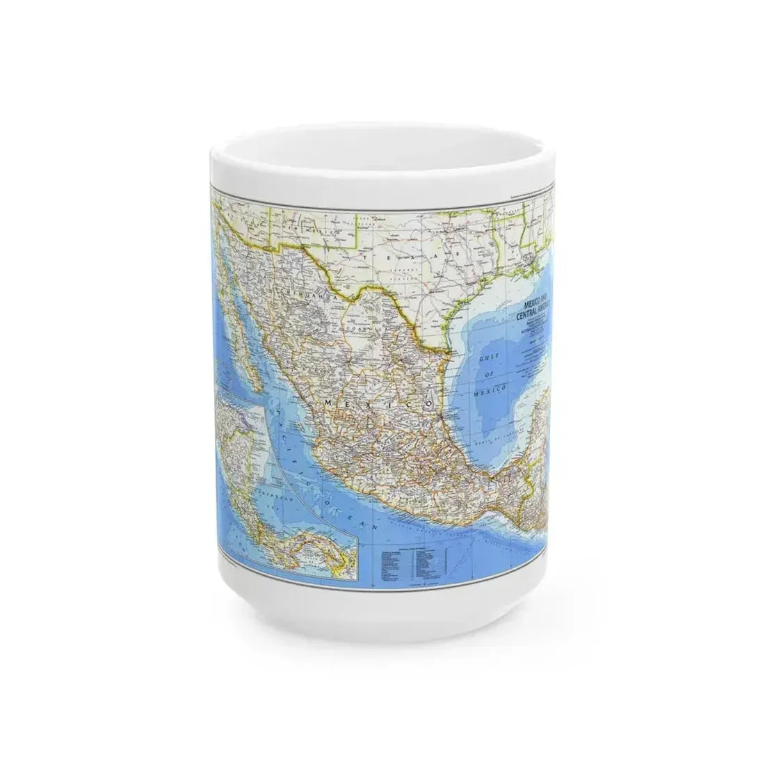 Central America & Mexico (1980) (Map) White Coffee Mug 15oz - Go Mug Yourself