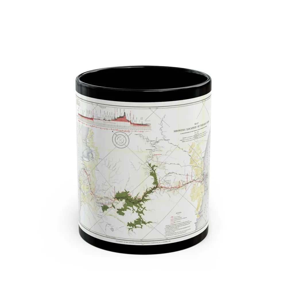 Central America - Panama Canal (1905) (Map) Black Coffee Mug-11oz-Go Mug Yourself