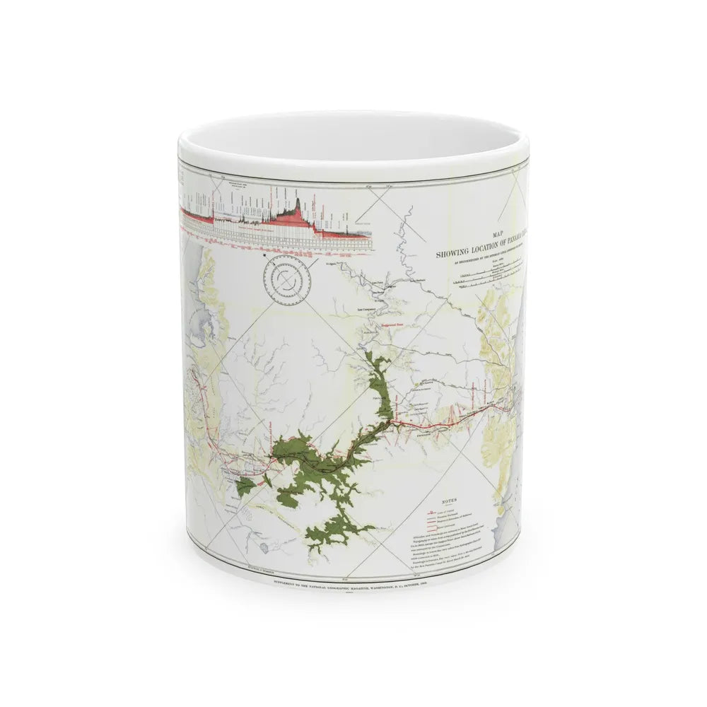 Central America - Panama Canal (1905) (Map) White Coffee Mug-11oz-Go Mug Yourself