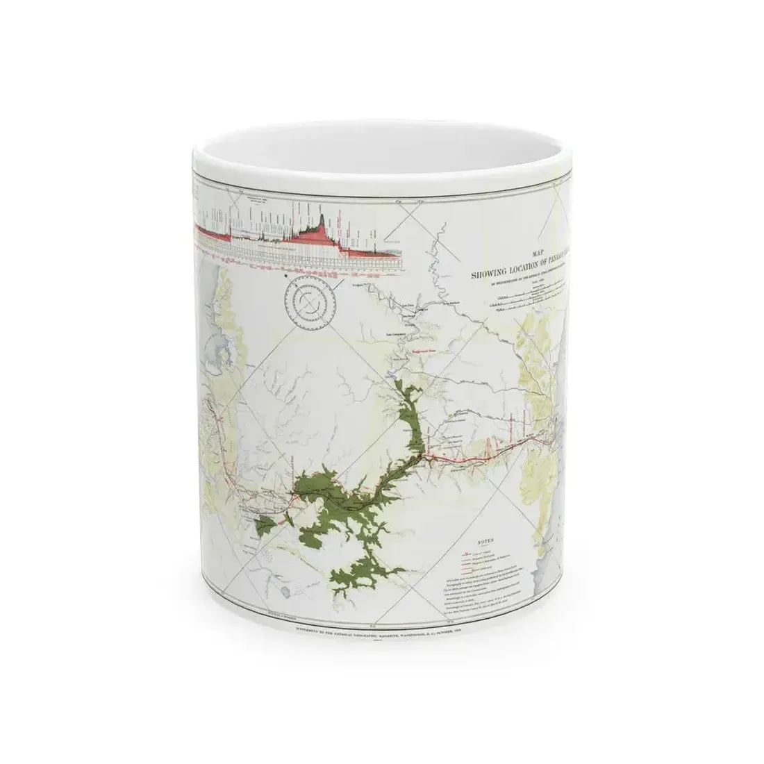 Central America - Panama Canal (1905) (Map) White Coffee Mug 11oz - Go Mug Yourself