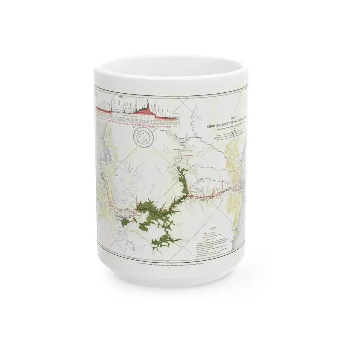 Central America - Panama Canal (1905) (Map) White Coffee Mug 15oz - Go Mug Yourself