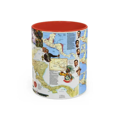 Central America Past and Present (1986) (Map) Accent Coffee Mug 11oz Red - Go Mug Yourself