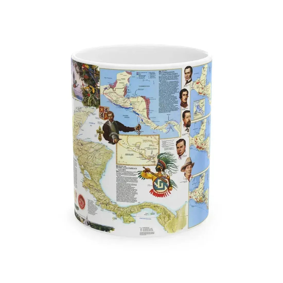 Central America Past and Present (1986) (Map) White Coffee Mug 11oz - Go Mug Yourself