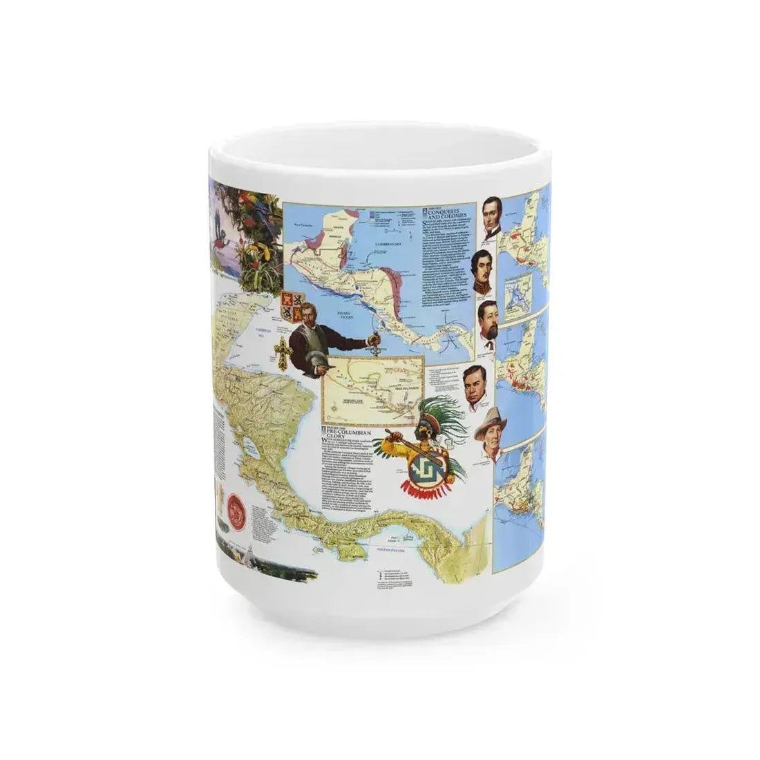 Central America Past and Present (1986) (Map) White Coffee Mug 15oz - Go Mug Yourself