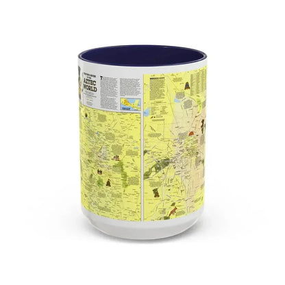Central America - The Aztec World (1980) (Map) Accent Coffee Mug 15oz Navy - Go Mug Yourself