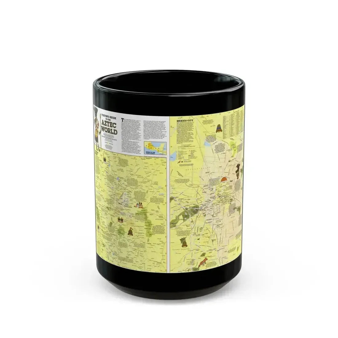 Central America - The Aztec World (1980) (Map) Black Coffee Mug 15oz - Go Mug Yourself