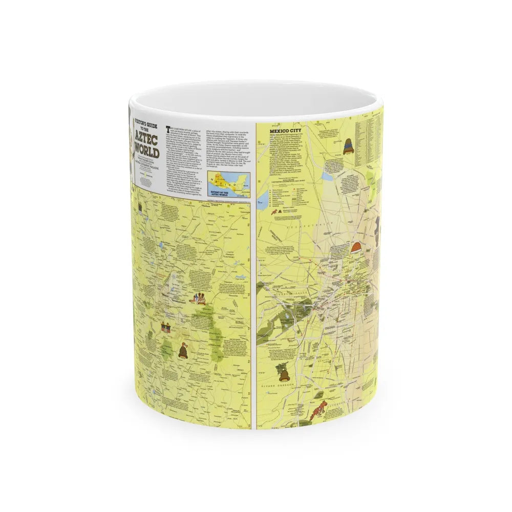 Central America - The Aztec World (1980) (Map) White Coffee Mug-11oz-Go Mug Yourself