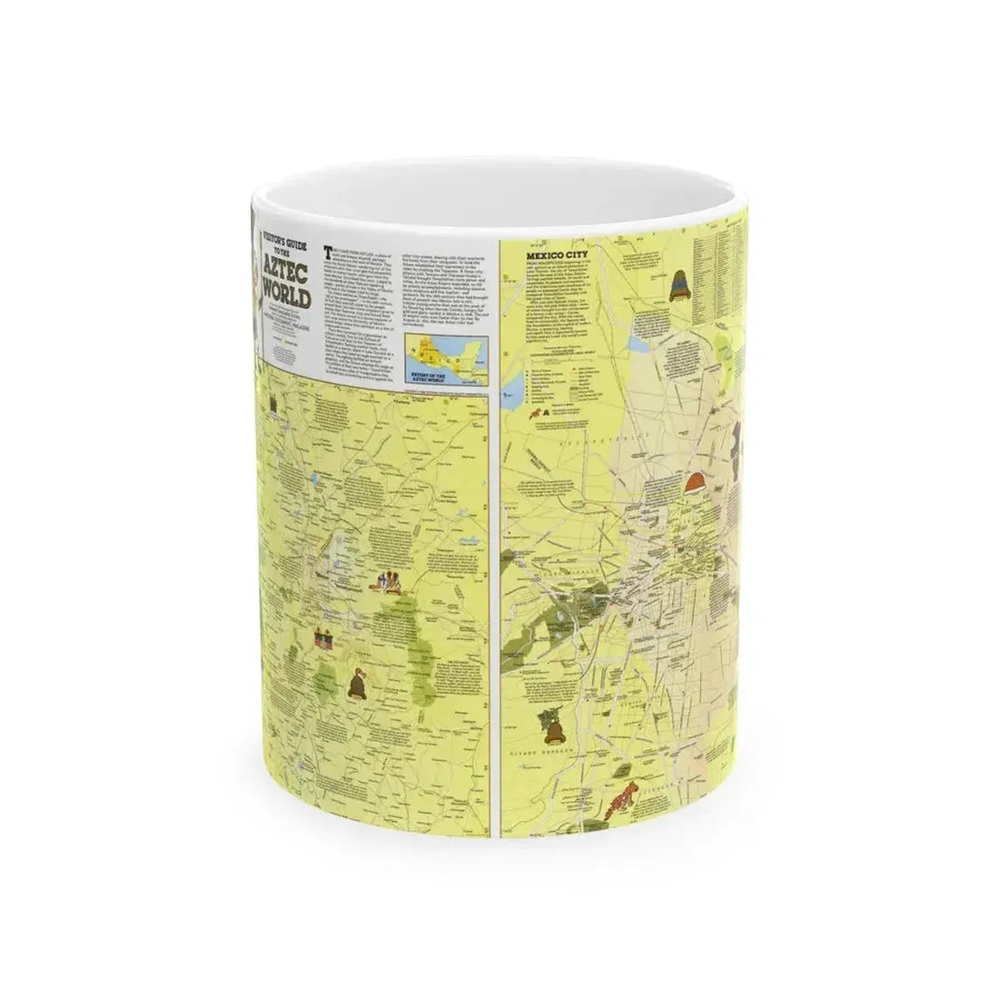 Central America - The Aztec World (1980) (Map) White Coffee Mug 11oz - Go Mug Yourself