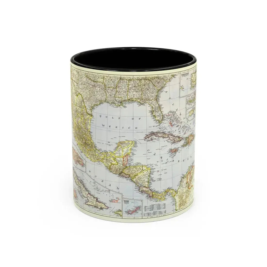 Central America - The Caribbean (1947) (Map) Accent Coffee Mug 11oz Black - Go Mug Yourself