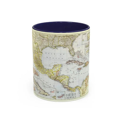 Central America - The Caribbean (1947) (Map) Accent Coffee Mug 11oz Navy - Go Mug Yourself