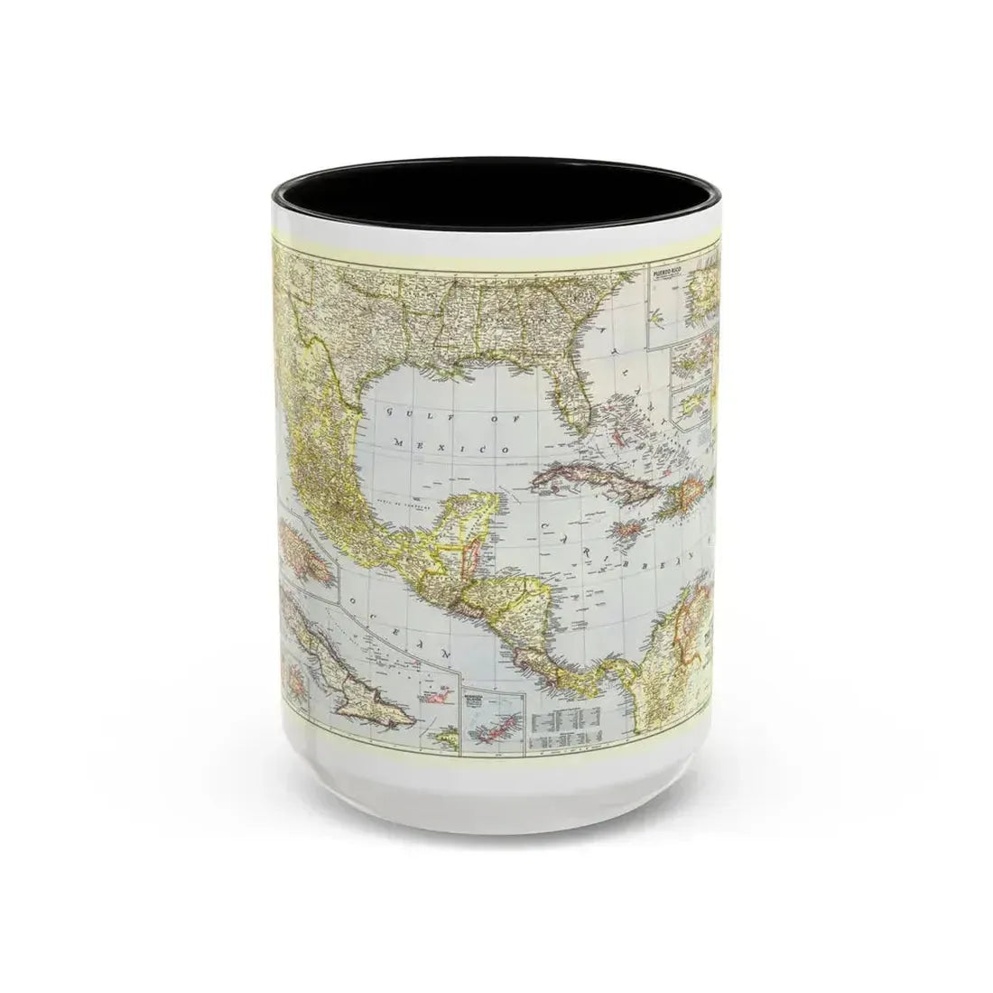 Central America - The Caribbean (1947) (Map) Accent Coffee Mug 15oz Black - Go Mug Yourself
