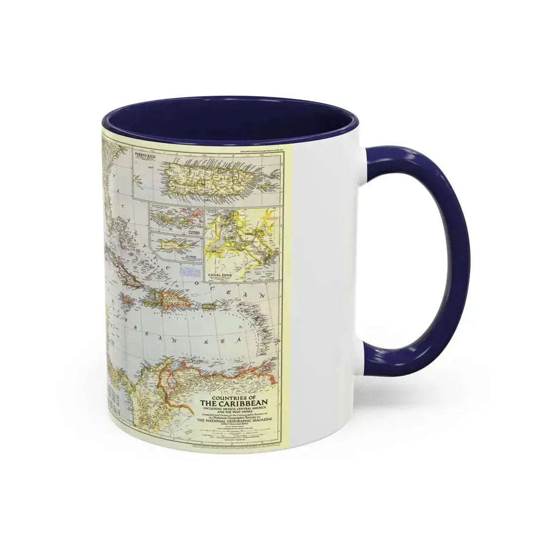 Central America - The Caribbean (1947) (Map) Accent Coffee Mug - Go Mug Yourself