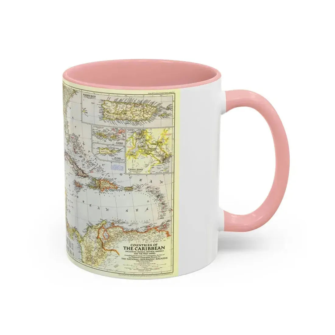 Central America - The Caribbean (1947) (Map) Accent Coffee Mug - Go Mug Yourself