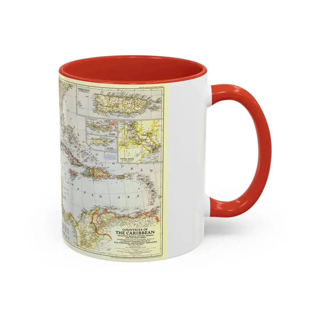 Central America - The Caribbean (1947) (Map) Accent Coffee Mug - Go Mug Yourself