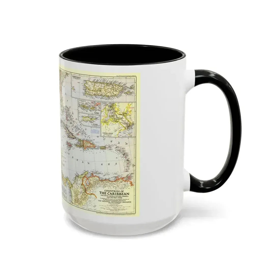 Central America - The Caribbean (1947) (Map) Accent Coffee Mug - Go Mug Yourself