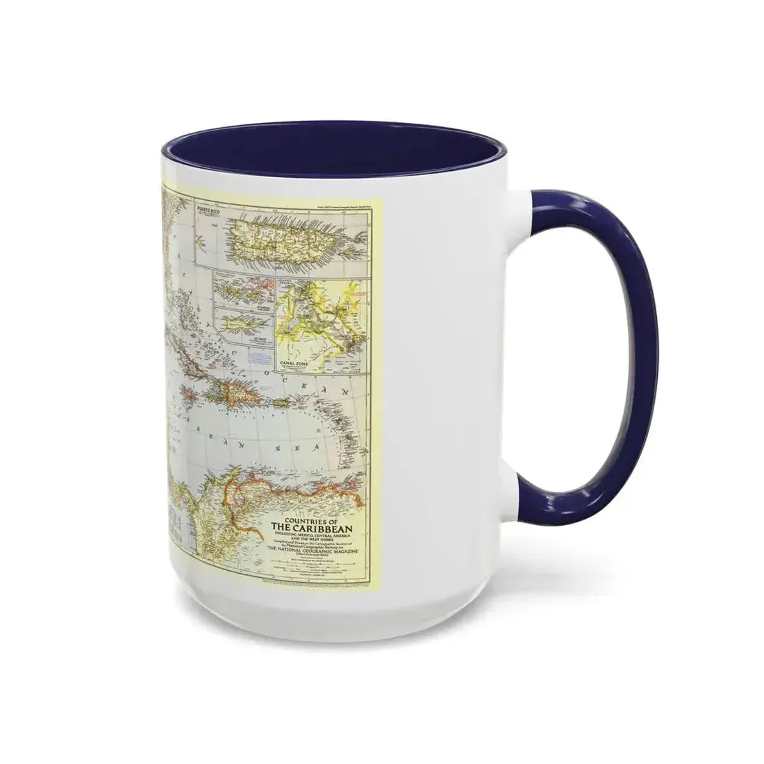 Central America - The Caribbean (1947) (Map) Accent Coffee Mug - Go Mug Yourself