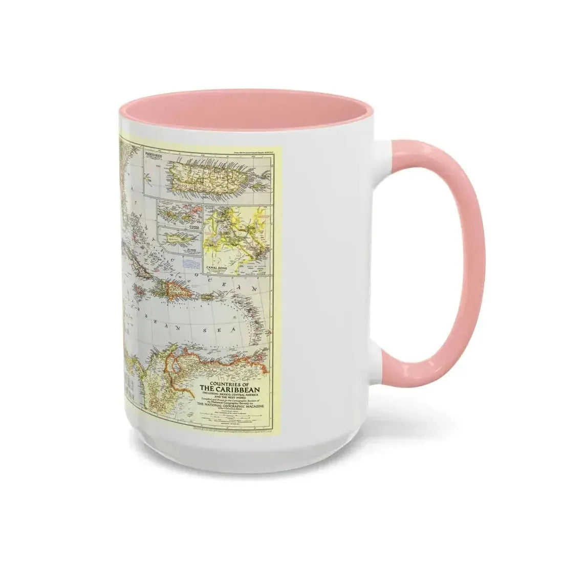 Central America - The Caribbean (1947) (Map) Accent Coffee Mug - Go Mug Yourself