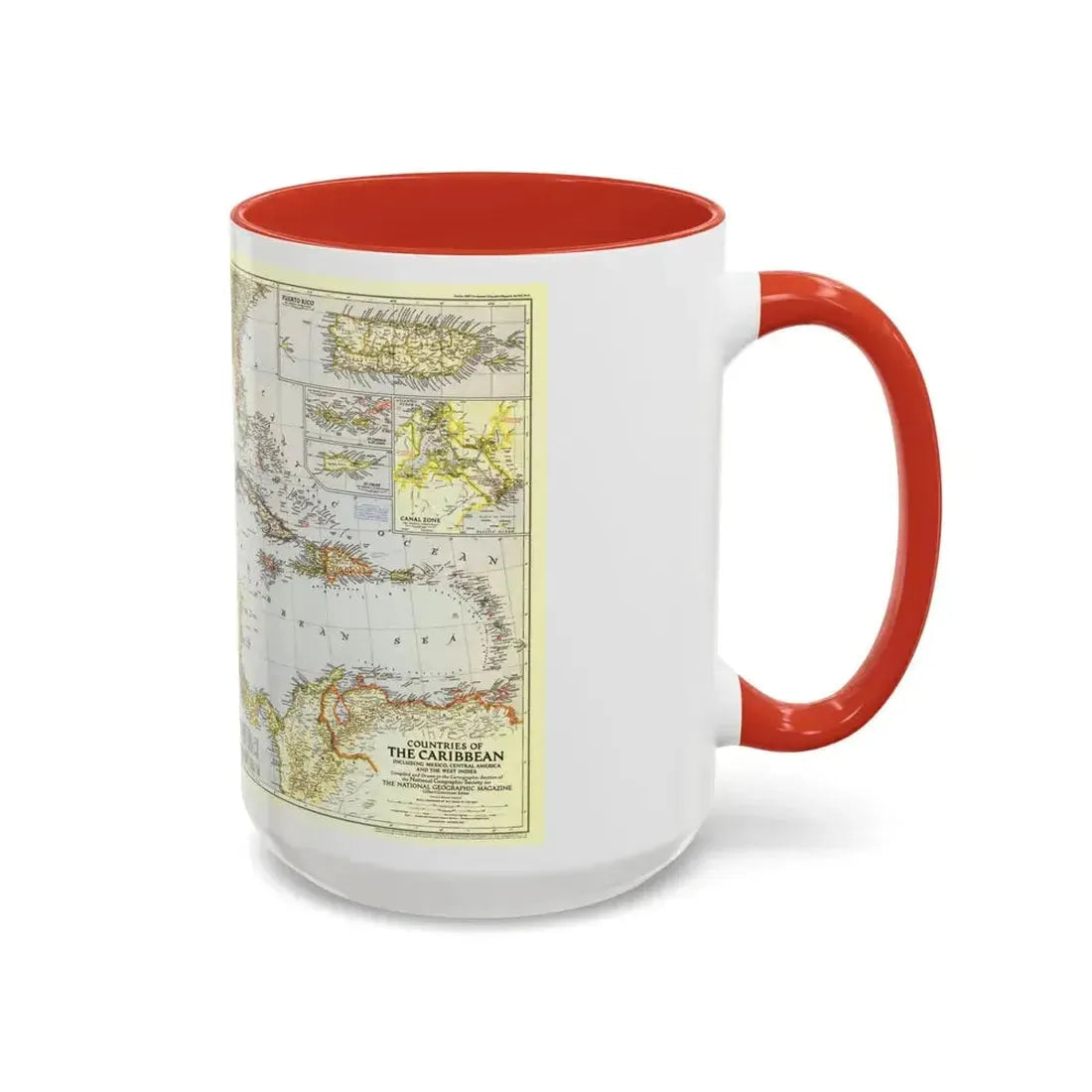 Central America - The Caribbean (1947) (Map) Accent Coffee Mug - Go Mug Yourself