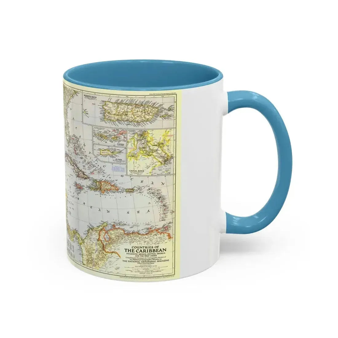 Central America - The Caribbean (1947) (Map) Accent Coffee Mug - Go Mug Yourself