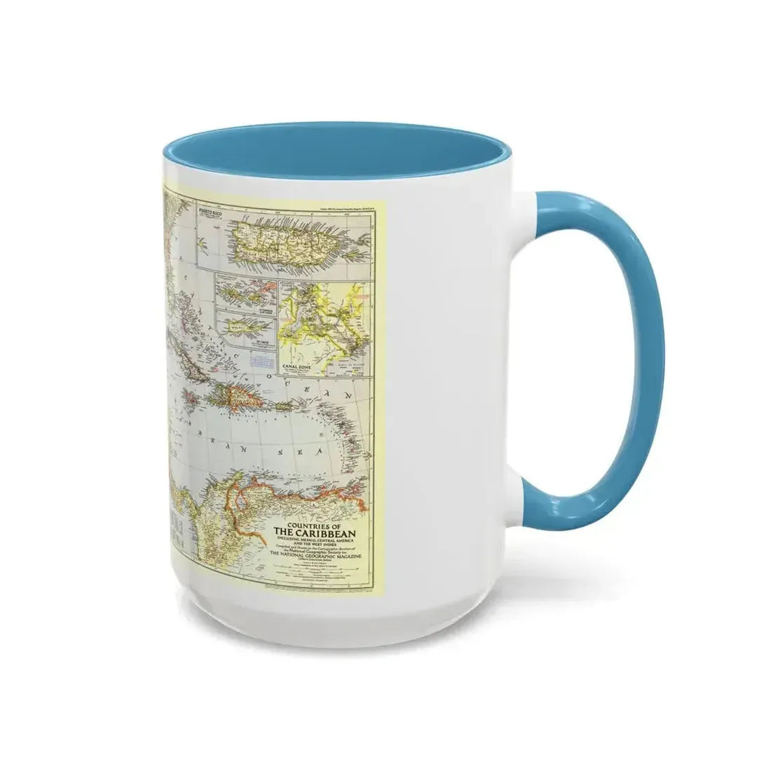 Central America - The Caribbean (1947) (Map) Accent Coffee Mug - Go Mug Yourself