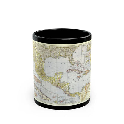 Central America - The Caribbean (1947) (Map) Black Coffee Mug-11oz-Go Mug Yourself