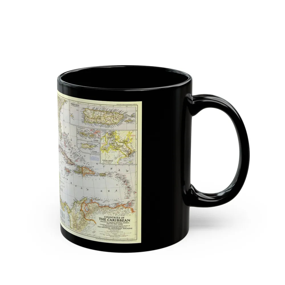 Central America - The Caribbean (1947) (Map) Black Coffee Mug-Go Mug Yourself