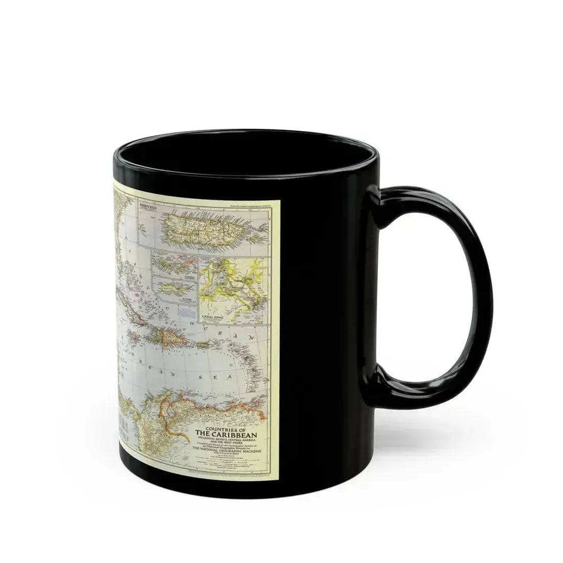 Central America - The Caribbean (1947) (Map) Black Coffee Mug - Go Mug Yourself