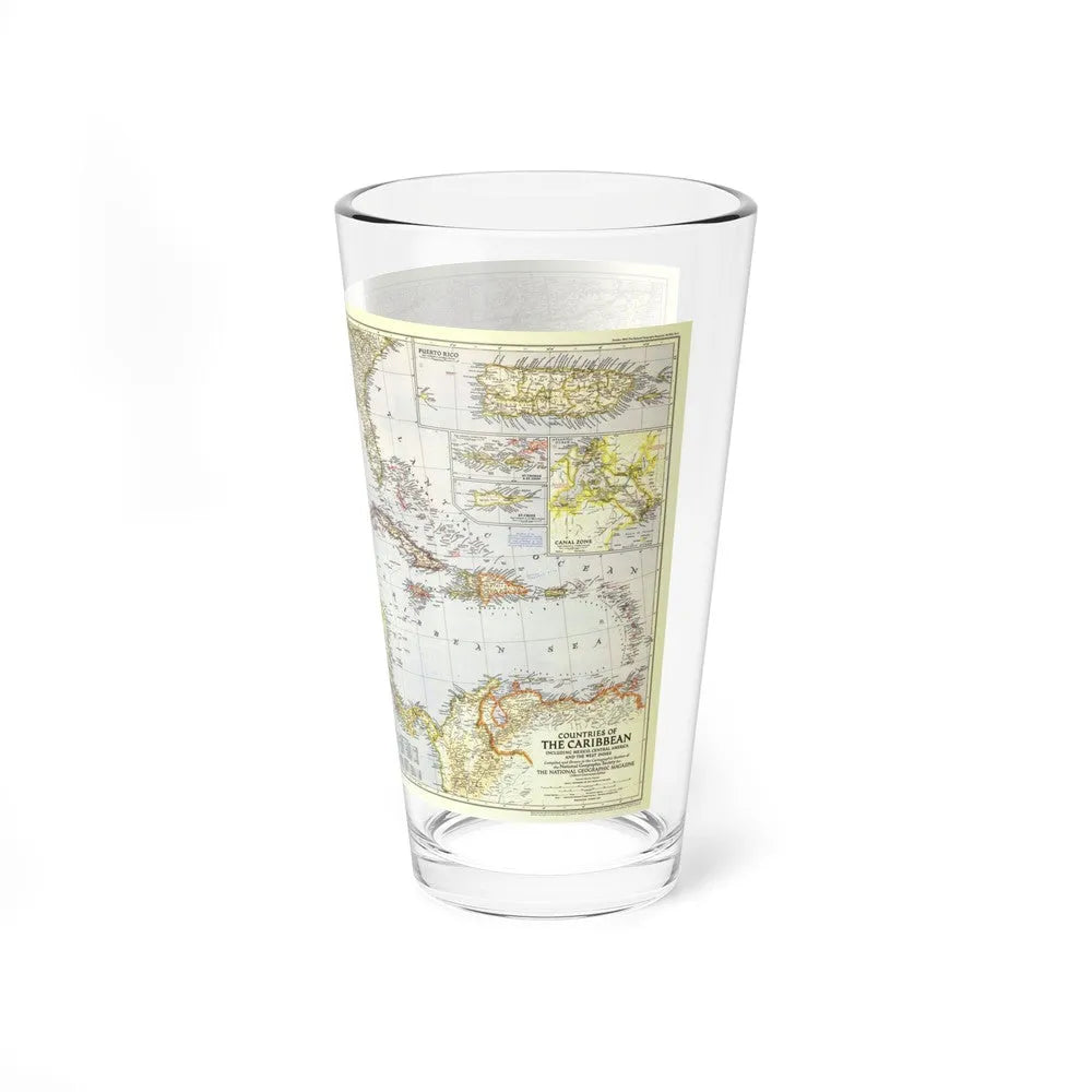 Central America - The Caribbean (1947) (Map) Pint Glass 16oz-Go Mug Yourself