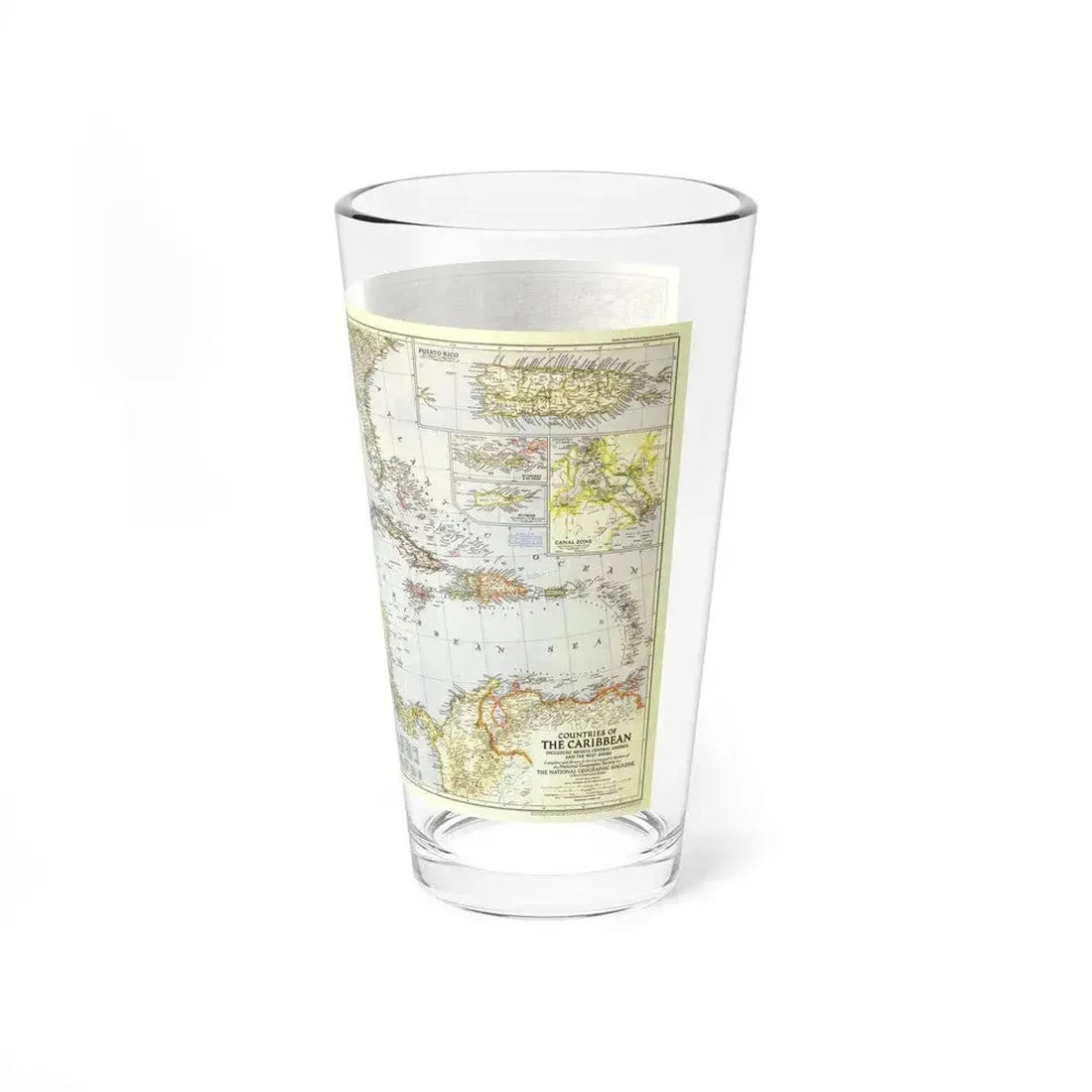 Central America - The Caribbean (1947) (Map) Pint Glass 16oz - Go Mug Yourself