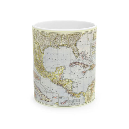 Central America - The Caribbean (1947) (Map) White Coffee Mug-11oz-Go Mug Yourself