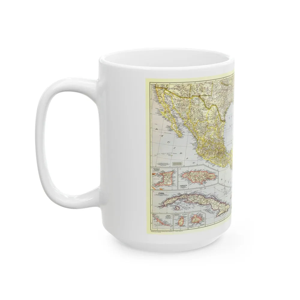 Central America - The Caribbean (1947) (Map) White Coffee Mug-Go Mug Yourself