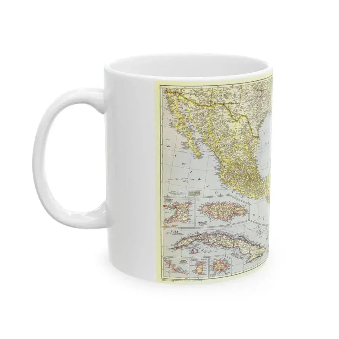 Central America - The Caribbean (1947) (Map) White Coffee Mug - Go Mug Yourself