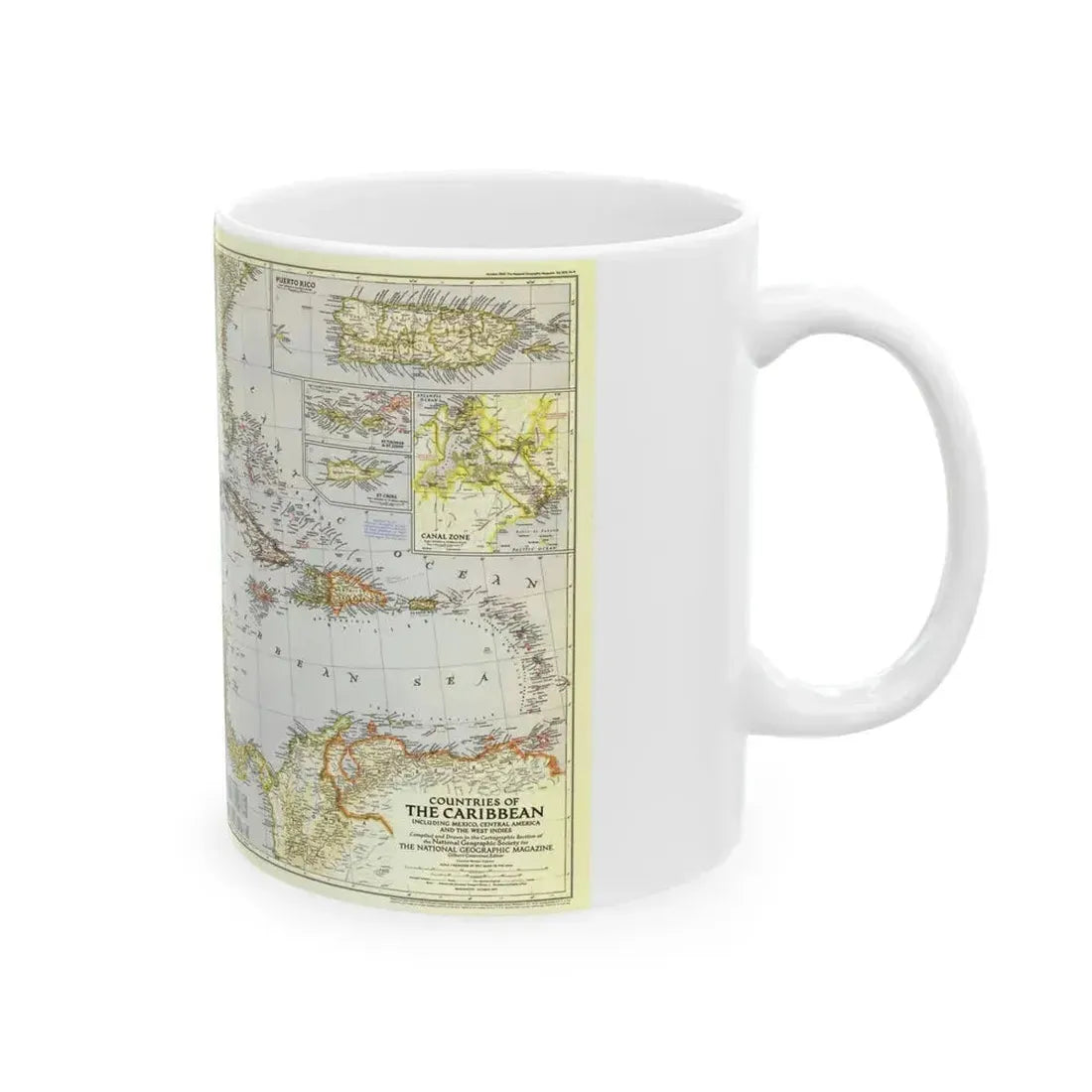 Central America - The Caribbean (1947) (Map) White Coffee Mug - Go Mug Yourself
