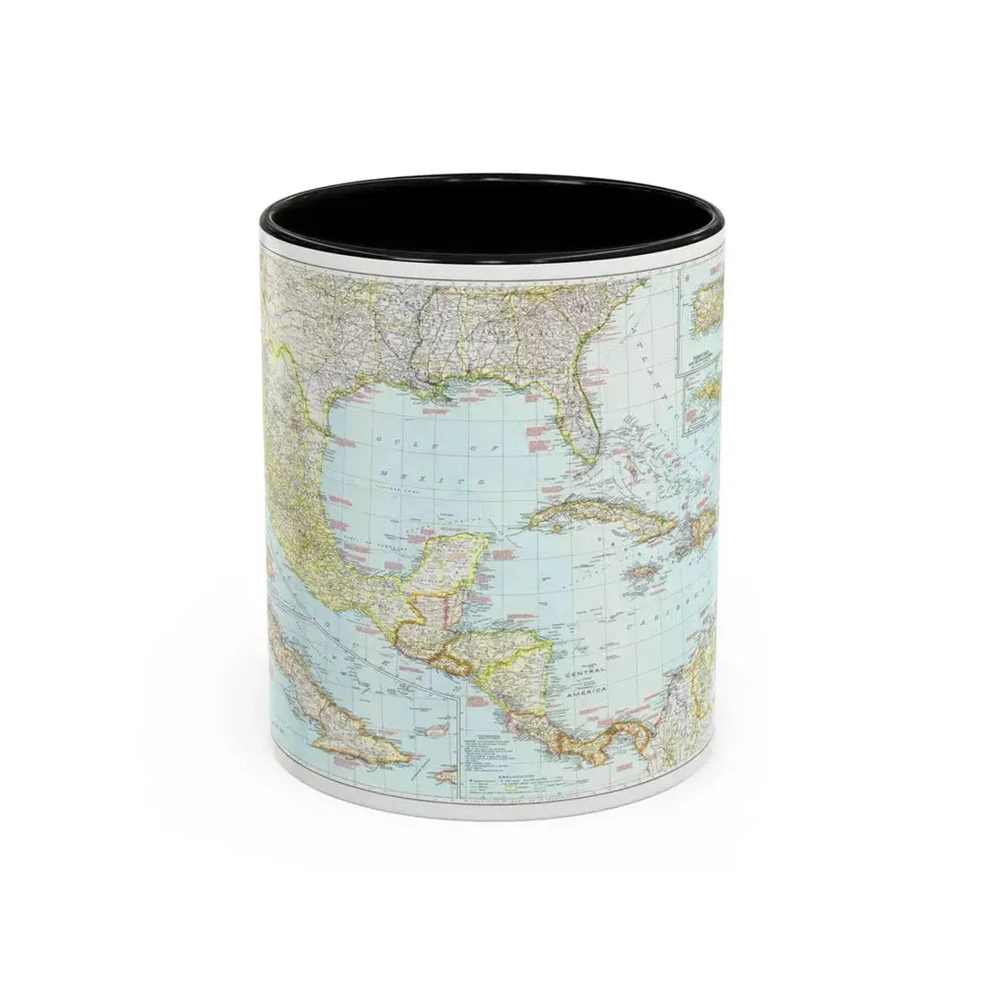 Central America & West Indies (1939) (Map) Accent Coffee Mug 11oz Black - Go Mug Yourself