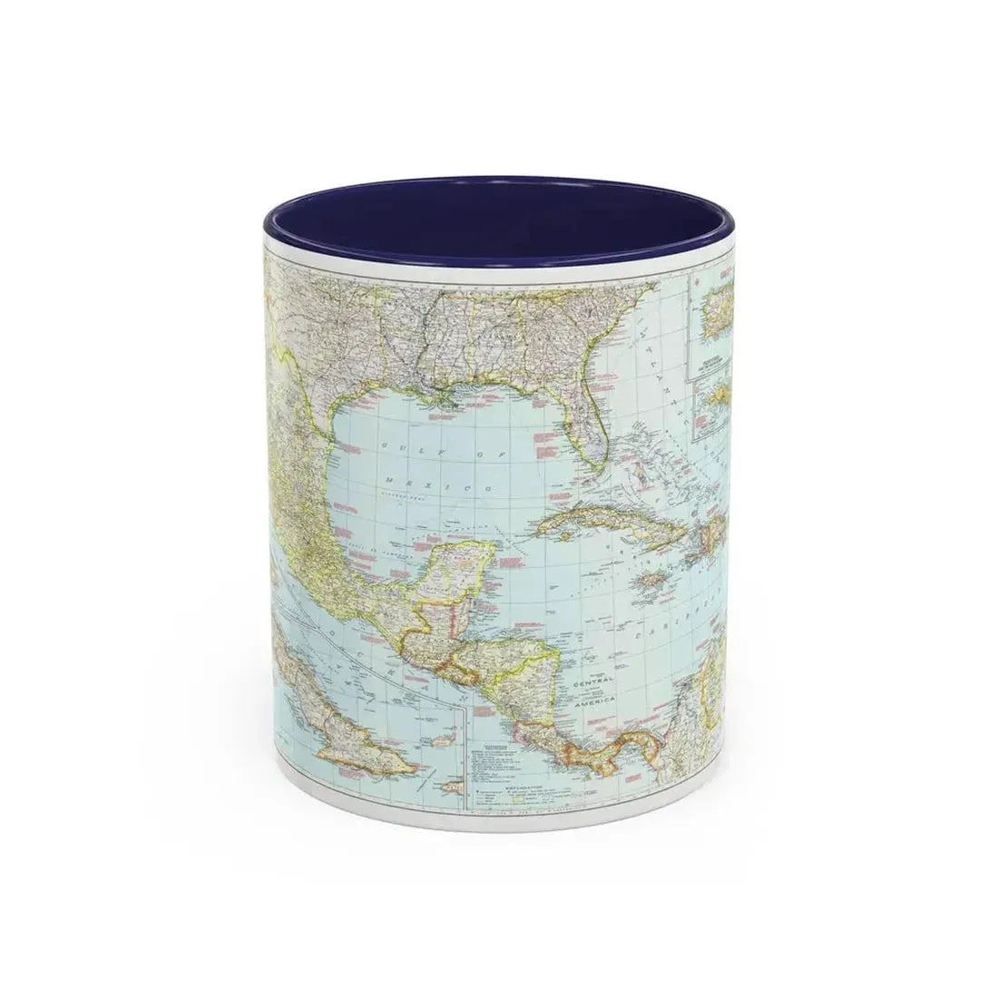 Central America & West Indies (1939) (Map) Accent Coffee Mug 11oz Navy - Go Mug Yourself