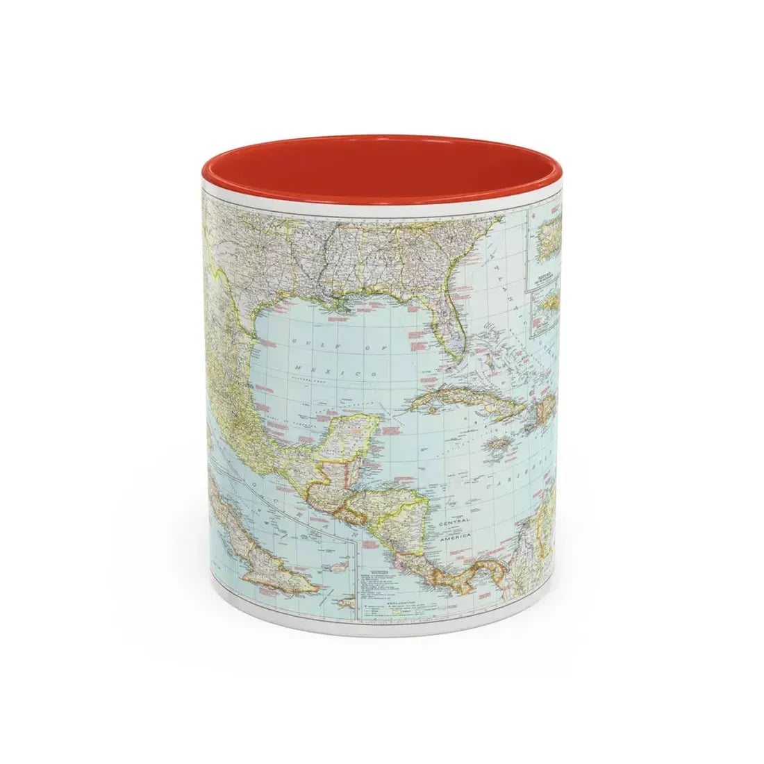 Central America & West Indies (1939) (Map) Accent Coffee Mug 11oz Red - Go Mug Yourself