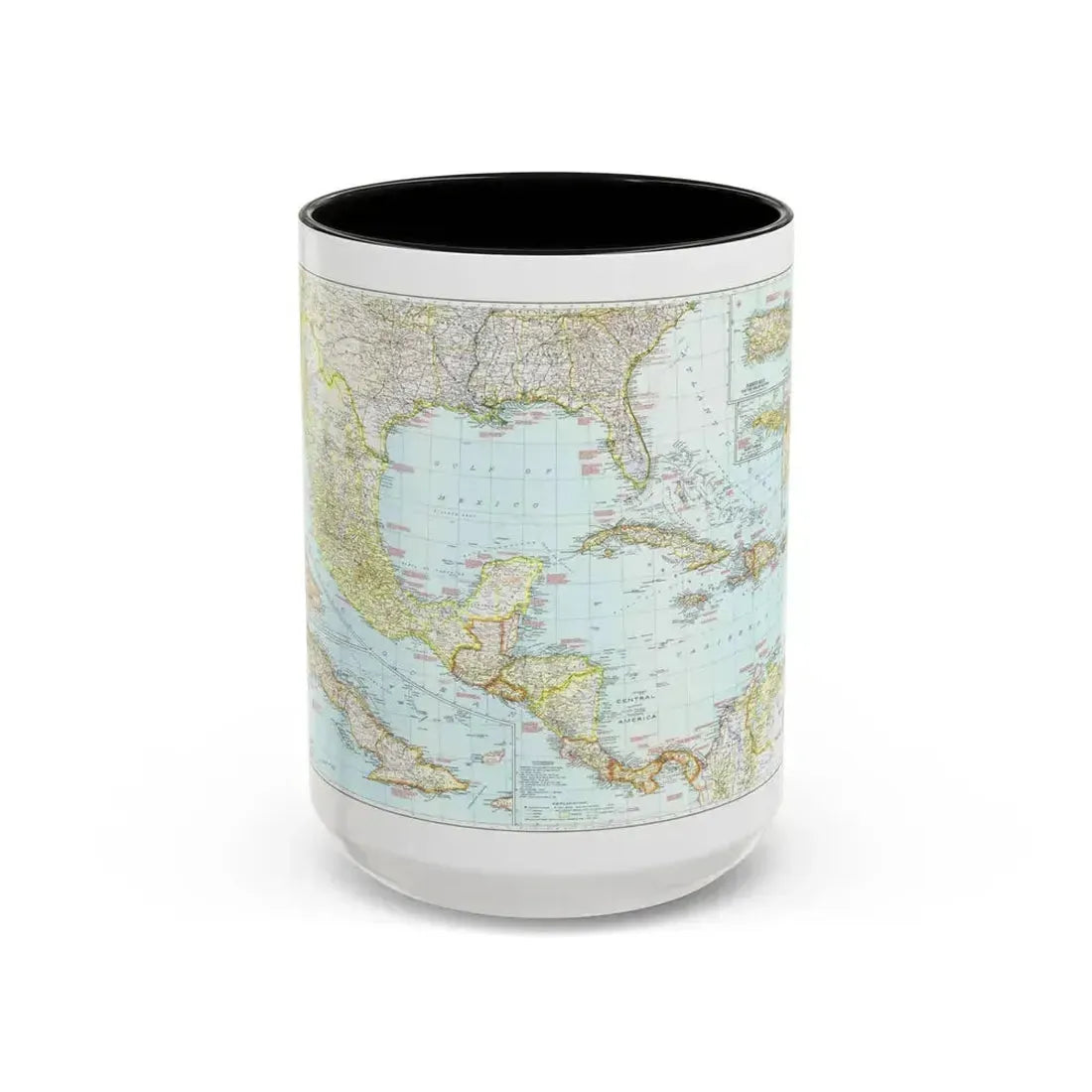 Central America & West Indies (1939) (Map) Accent Coffee Mug 15oz Black - Go Mug Yourself