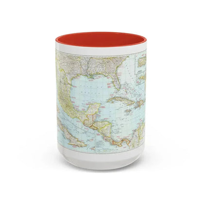 Central America & West Indies (1939) (Map) Accent Coffee Mug 15oz Red - Go Mug Yourself